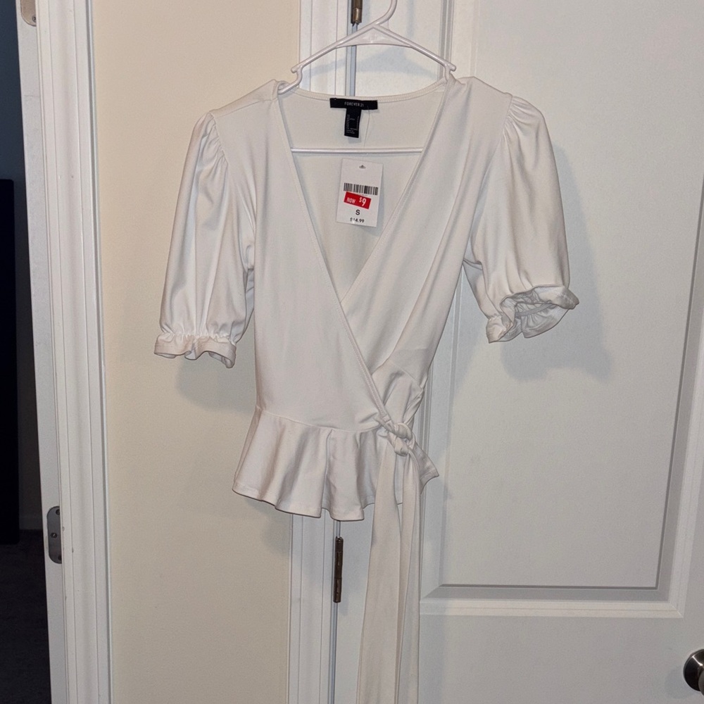 Forever 21 Cream Wrap Blouse